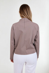 Dik Yaka Modal Kumaş Uzun Kol Bluz - 16