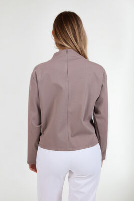 Dik Yaka Modal Kumaş Uzun Kol Bluz - 16