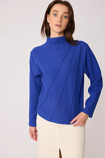 Dik Yaka Önü Dikişli Arkası Fermuarlı Bluz - 28