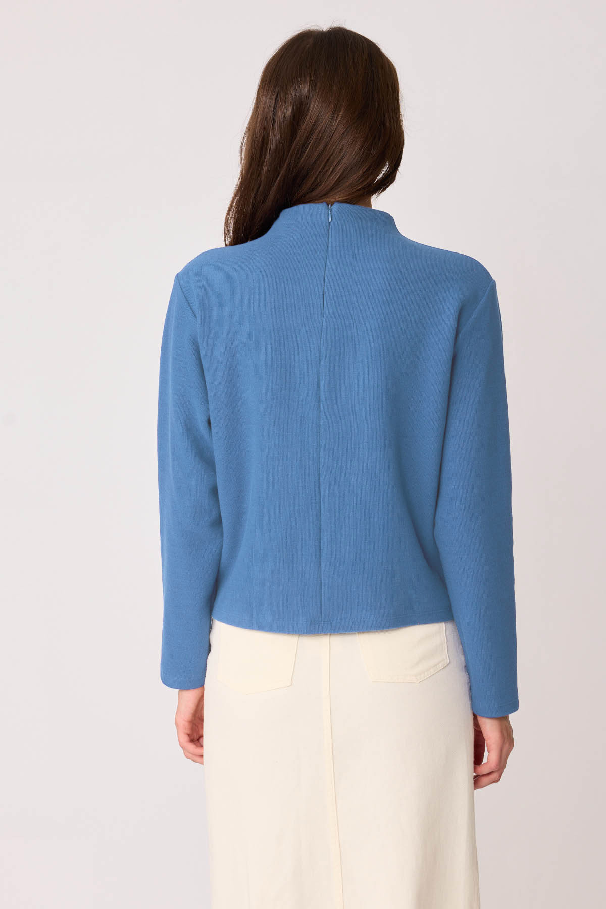 Dik Yaka Önü Dikişli Arkası Fermuarlı Bluz - Thumbnail