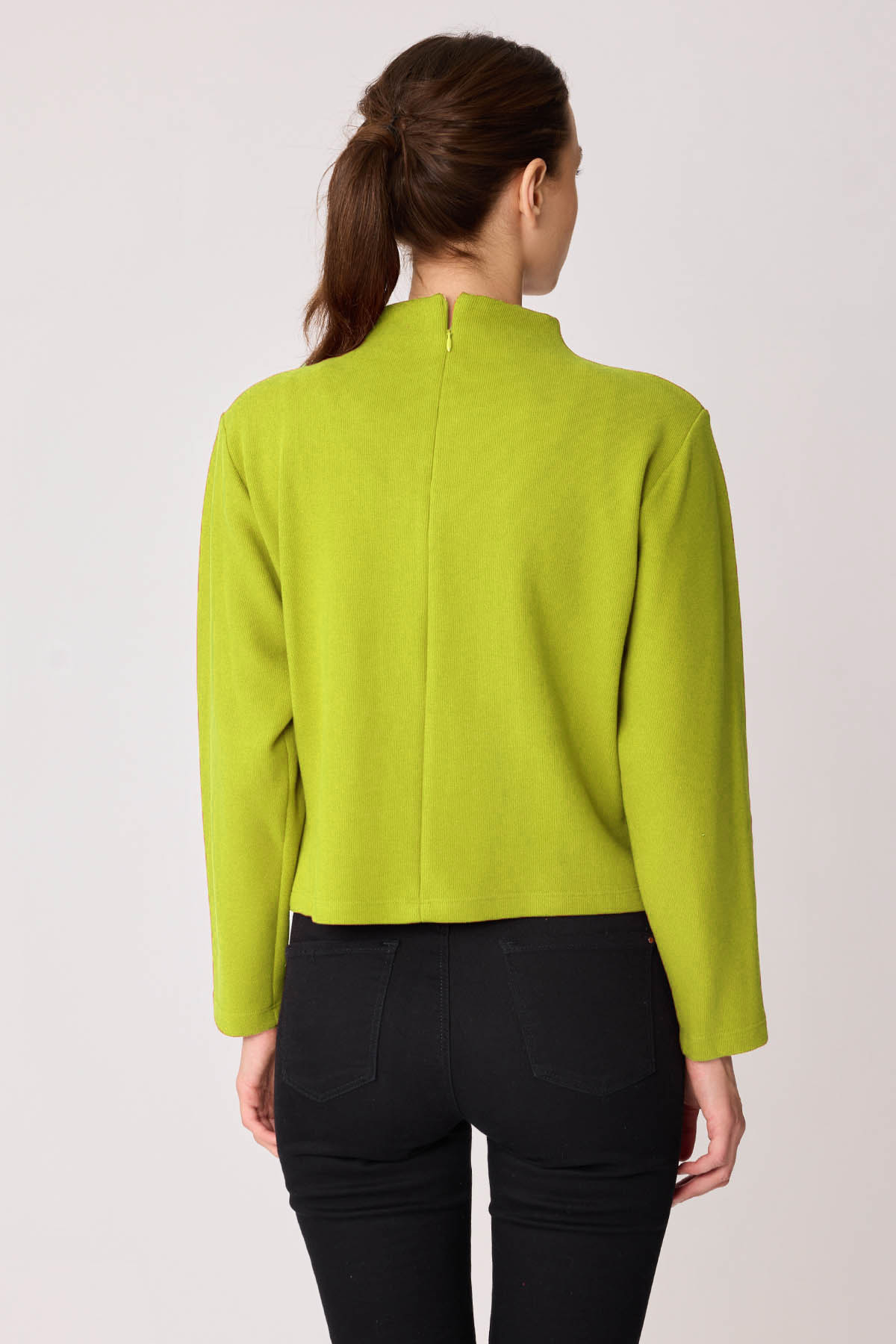 Dik Yaka Önü Dikişli Arkası Fermuarlı Bluz - Thumbnail