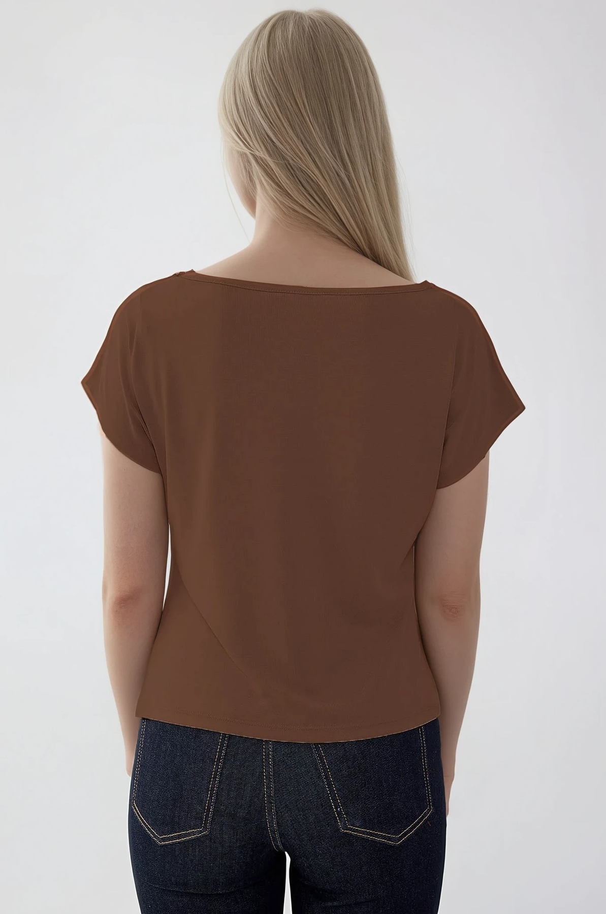 Dökümlü Degaje Yaka Bluz - Thumbnail