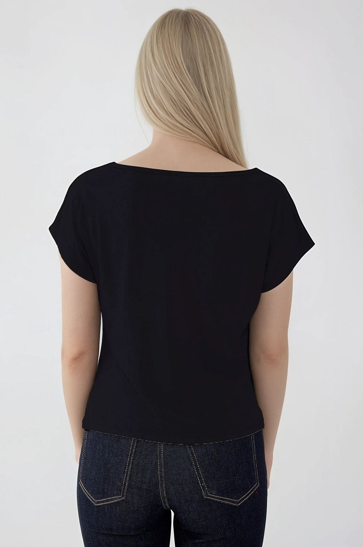 Dökümlü Degaje Yaka Bluz - Thumbnail