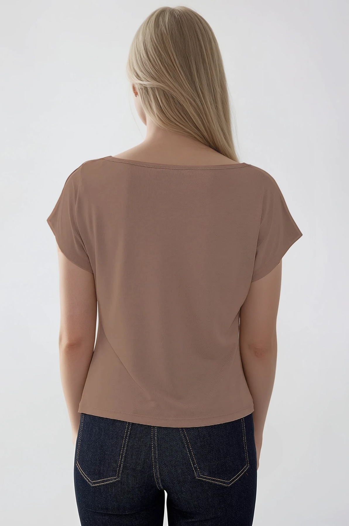 Dökümlü Degaje Yaka Bluz - Thumbnail