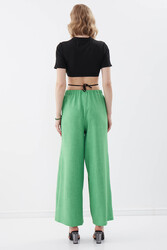 Dökümlü Yanı Yırtmaçlı Beli Bağlamalı Pantolon - 10