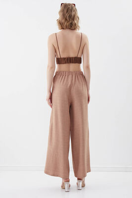 Dökümlü Yanı Yırtmaçlı Beli Bağlamalı Pantolon - 15