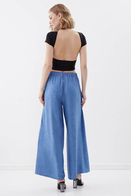 Dökümlü Yanı Yırtmaçlı Beli Bağlamalı Pantolon - 24