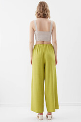 Dökümlü Yanı Yırtmaçlı Beli Bağlamalı Pantolon - 30