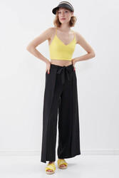 Dökümlü Yanı Yırtmaçlı Beli Bağlamalı Pantolon - 31