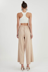 Dökümlü Yanı Yırtmaçlı Beli Bağlamalı Pantolon - 40