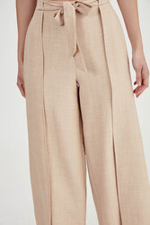 Dökümlü Yanı Yırtmaçlı Beli Bağlamalı Pantolon - 41