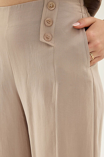 Düğme Detaylı Beli Lastikli Pantolon - 6