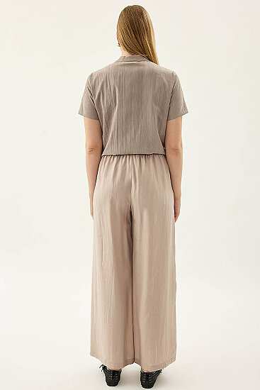 Düğme Detaylı Beli Lastikli Pantolon - 5