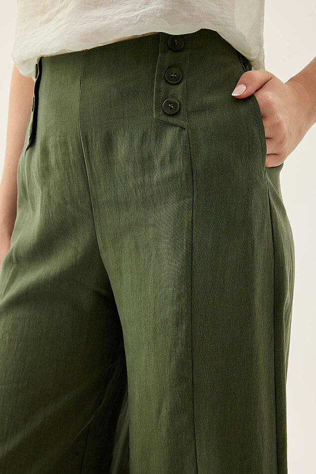 Düğme Detaylı Beli Lastikli Pantolon - 10