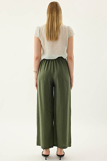 Düğme Detaylı Beli Lastikli Pantolon - 11