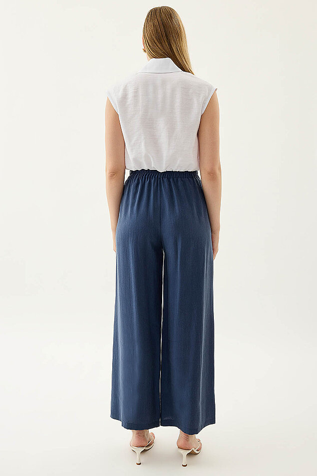 Düğme Detaylı Beli Lastikli Pantolon - 16