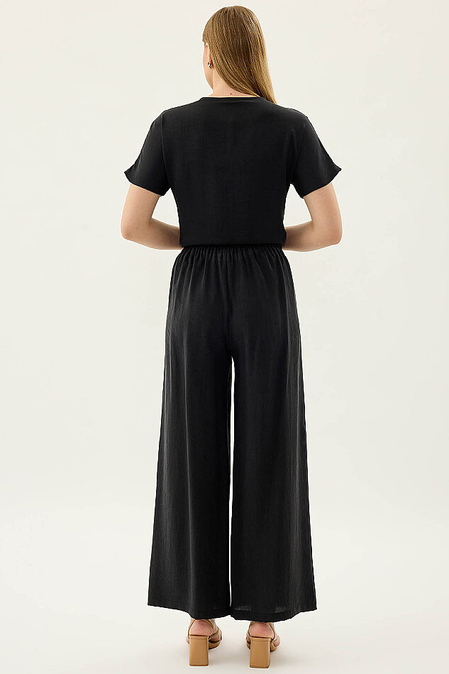 Düğme Detaylı Beli Lastikli Pantolon - 21