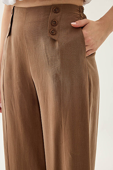 Düğme Detaylı Beli Lastikli Pantolon - 24