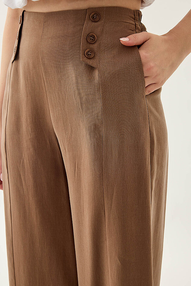 Düğme Detaylı Beli Lastikli Pantolon - 24