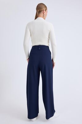 Düğme Detaylı Geniş Paça Pantolon - Thumbnail (7)