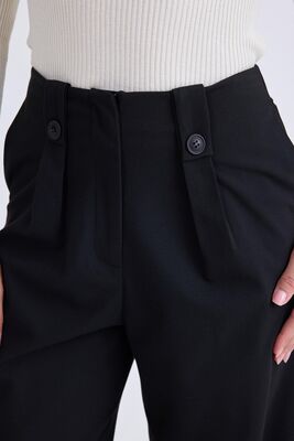 Düğme Detaylı Geniş Paça Pantolon - Thumbnail (10)