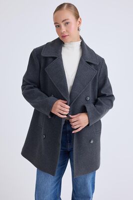 Düğmeli Büyük Cepli Kısa Kaşe Kaban - Thumbnail (8)