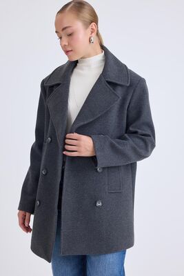 Düğmeli Büyük Cepli Kısa Kaşe Kaban - Thumbnail (10)