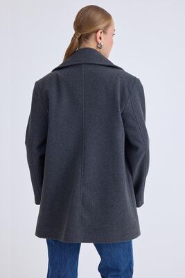 Düğmeli Büyük Cepli Kısa Kaşe Kaban - Thumbnail (12)