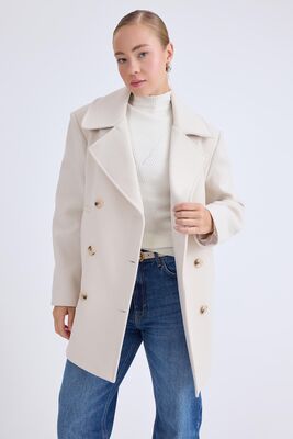 Düğmeli Büyük Cepli Kısa Kaşe Kaban - Thumbnail (13)