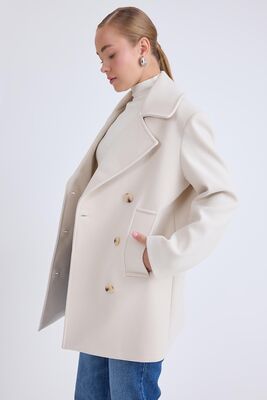 Düğmeli Büyük Cepli Kısa Kaşe Kaban - Thumbnail (15)