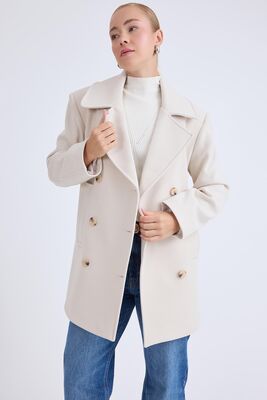 Düğmeli Büyük Cepli Kısa Kaşe Kaban - Thumbnail (18)