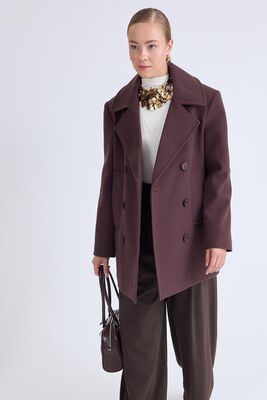 Düğmeli Büyük Cepli Kısa Kaşe Kaban - Thumbnail (3)