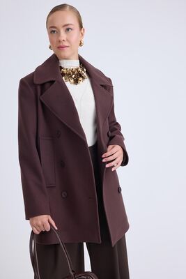 Düğmeli Büyük Cepli Kısa Kaşe Kaban - Thumbnail (4)