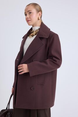 Düğmeli Büyük Cepli Kısa Kaşe Kaban - Thumbnail (5)