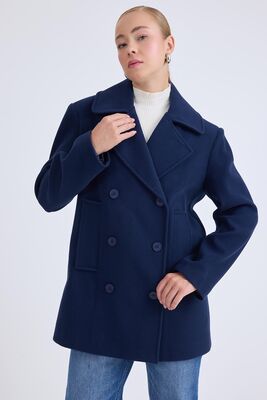 Düğmeli Büyük Cepli Kısa Kaşe Kaban - Thumbnail (20)