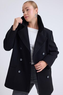 Düğmeli Büyük Cepli Kısa Kaşe Kaban - Thumbnail (26)