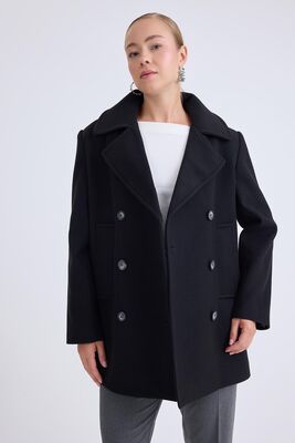 Düğmeli Büyük Cepli Kısa Kaşe Kaban - Thumbnail (24)