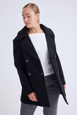 Düğmeli Büyük Cepli Kısa Kaşe Kaban - Thumbnail (29)