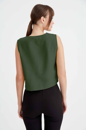 Düğmeli Crop Yelek - 17