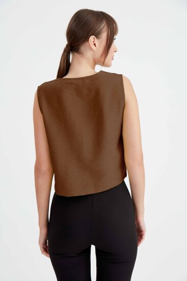 Düğmeli Crop Yelek - 29