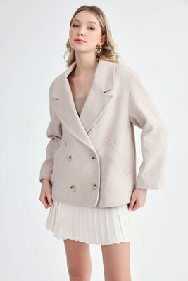 Düğmeli Kısa Kaşe Kaban - Thumbnail (2)