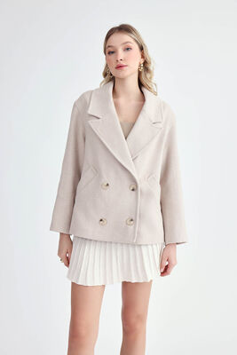 VİTRİN - Düğmeli Kısa Kaşe Kaban