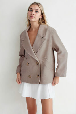 Düğmeli Kısa Kaşe Kaban - Thumbnail (14)