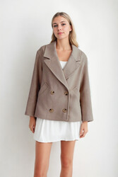 Düğmeli Kısa Kaşe Kaban - 17
