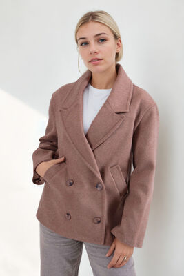 Düğmeli Kısa Kaşe Kaban - Thumbnail (19)