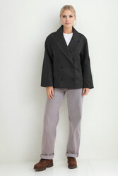 Düğmeli Kısa Kaşe Kaban - 27