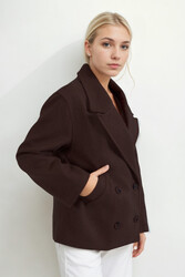 Düğmeli Kısa Kaşe Kaban - 37