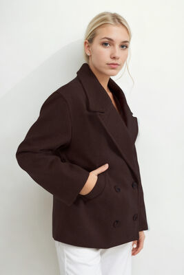 Düğmeli Kısa Kaşe Kaban - 37