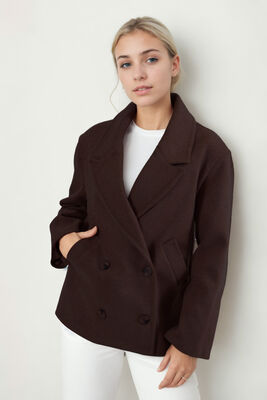 Düğmeli Kısa Kaşe Kaban - 34