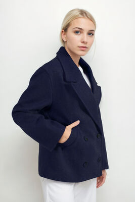 Düğmeli Kısa Kaşe Kaban - 38